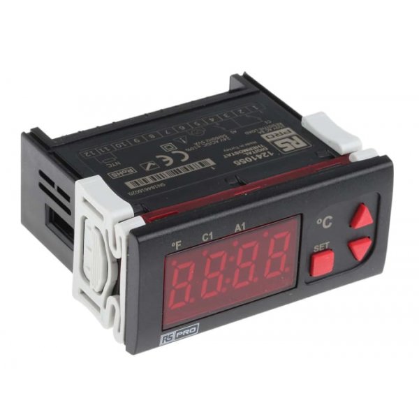 RS PRO 124-1055 On/Off Temperature Controller 1 Input, 2 Output Relay, 24 V ac/dc