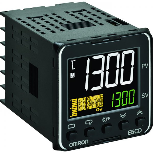 Omron E5CD-RX2A6M-001 PID Temperature Controller 2 Input, 1 Output Relay, 100 → 240 V ac