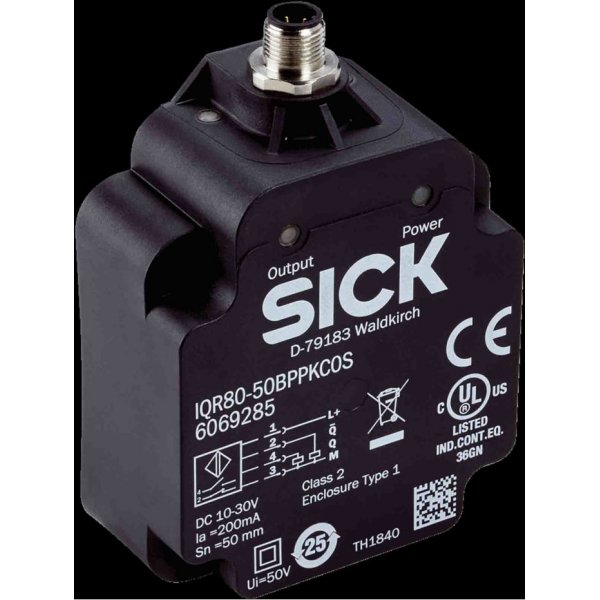 Sick IQR80-75NPPKC0S Inductive Proximity Sensor - Block, M12 Output