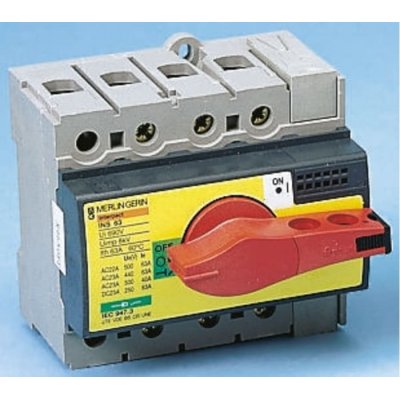 Merlin Gerin 28929 4 Pole DIN Rail Non Fused Isolator Switch - 160 A Maximum Current, 110 kW Power Rating, IP40
