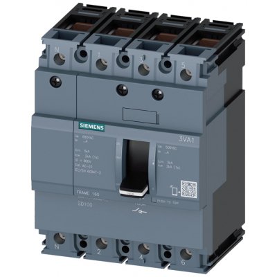Siemens 3VA1110-1AA46-0AA0 4P Pole Isolator Switch - 100A Maximum Current, IP40