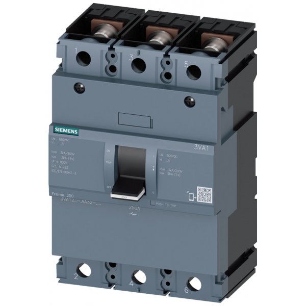 Siemens 3VA1225-1AA32-0AA0 3P Pole Isolator Switch - 250A Maximum Current, IP40