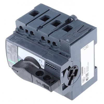 Merlin Gerin 28903 4 Pole DIN Rail Non Fused Isolator Switch - 63 A Maximum Current, 30 kW Power Rating, IP40