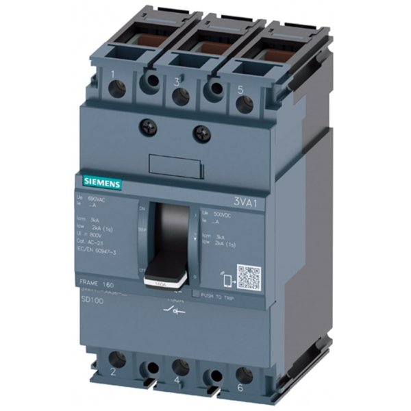 Siemens 3VA1110-1AA36-0AA0  3P Pole Isolator Switch - 100A Maximum Current