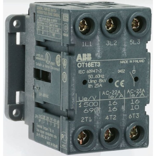 ABB OT125FT3  1SCA105060R1001 Panel Mount Non Fused Isolator Switch - 125 A Maximum Current
