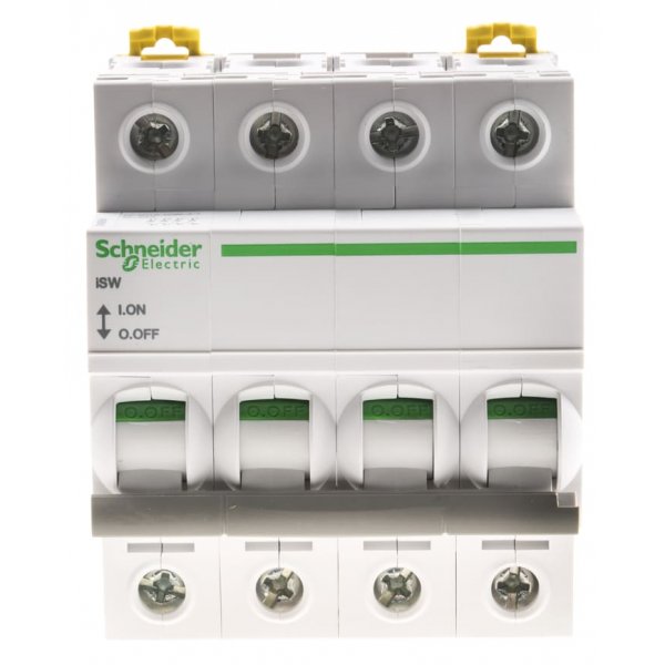 Schneider Electric A9S65463 4 Pole DIN Rail Non Fused Isolator Switch - 63 A Maximum Current, IP20