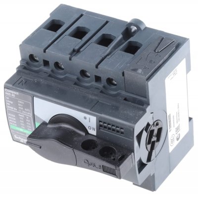 Schneider Electric 4 Pole DIN Rail Non Fused Isolator Switch - 40 A Maximum Current, 220 kW Power Rating, IP40