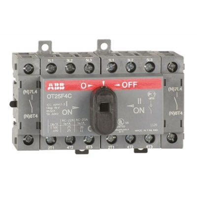 ABB OT25F4C 1SCA104877R1001 4P Pole DIN Rail Isolator Switch - 25A Maximum Current
