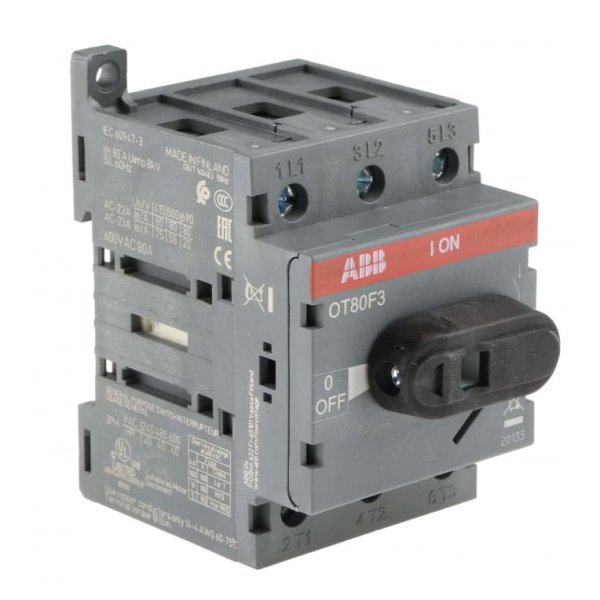 ABB OT80F3 1SCA105798R1001 3P Pole DIN Rail Isolator Switch - 80A Maximum Current