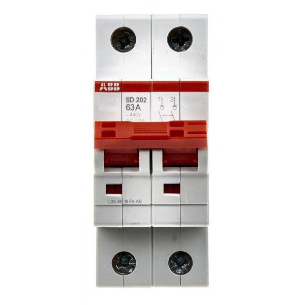 ABB 2CDD282101R0063 SD202/63 2P Pole Isolator Switch - 63A Maximum Current