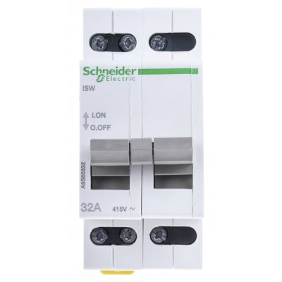 Schneider Electric A9S60332 3P Pole Isolator Switch - 32A Maximum Current, IP40