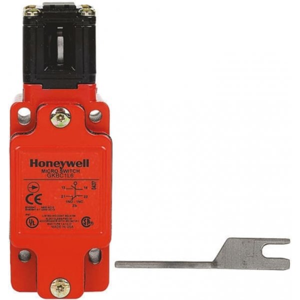 Honeywell GKCC1L6  GKC Safety Interlock Switch, 1NC/1NO, Key Actuator Included, Glass Filled PET