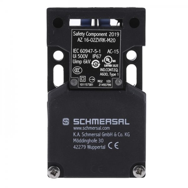 Schmersal AZ16-02ZVRK-M20 Safety Interlock Switch, 2NC, Key, Fibreglass