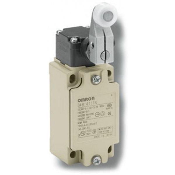 Omron D4B4A11N Safety Switch With Roller Lever Actuator, Metal, 2NC