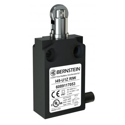 Bernstein AG 6089167052 I49 Limit Switch With Plunger, Roller Actuator, Polymeric, NO/NC