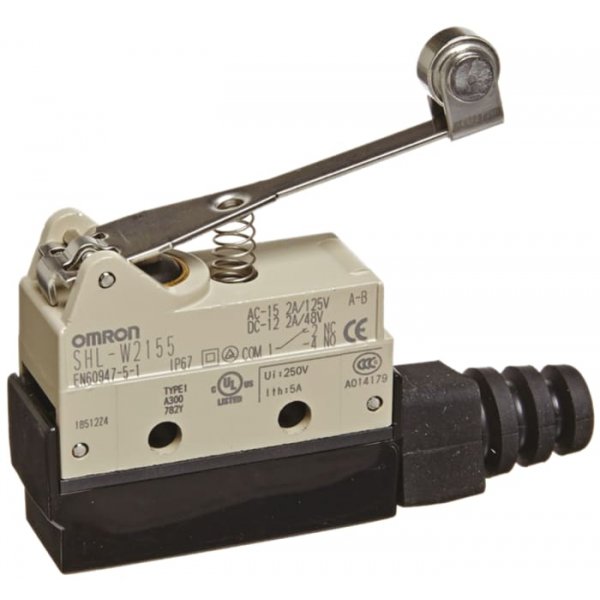Omron SHL-W2155 Snap Action Limit Switch -, NO/NC, Roller Lever, 480V, IP67