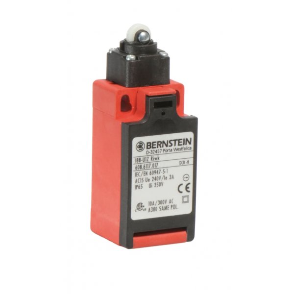 Bernstein AG 6086817087 I88 Limit Switch With Roller Actuator, Thermoplastic, 2NC