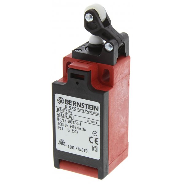 Bernstein AG I88-U1Z-HW Safety Switch With Roller Lever Actuator, Fibreglass, NO/NC