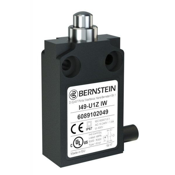 Bernstein AG 6089102049 I49 Limit Switch With Plunger Actuator, Polymeric, NO/NC
