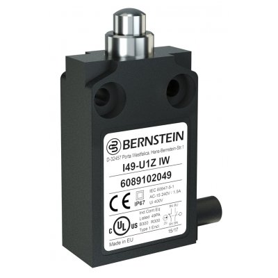 Bernstein AG 6089152048 I49 Limit Switch With Plunger Actuator, Polymeric, NO/NC