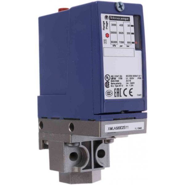 Telemecanique Sensors XMLA500D2S11 Pressure Sensor for Hydraulic Fluid , 500bar 