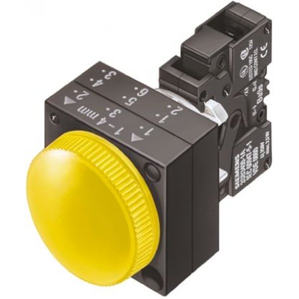 Siemens 3SB3244-6AA30 Yellow LED Pilot Light 22.3mm