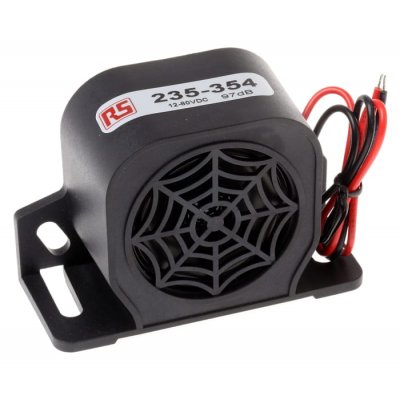 RS PRO 235-354 Black Single Tone Electronic Sounder, 12 → 80 V dc, 97dB at 1 Metre, Universal