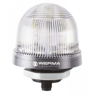 Werma 816.480.55 Werma EM 816 Clear LED Beacon, 24 V dc, Steady, Base Mount