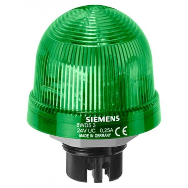 Siemens 8WD53400CC Green Flashing Beacon, 115 V ac, Bayonet Mount, Xenon Bulb