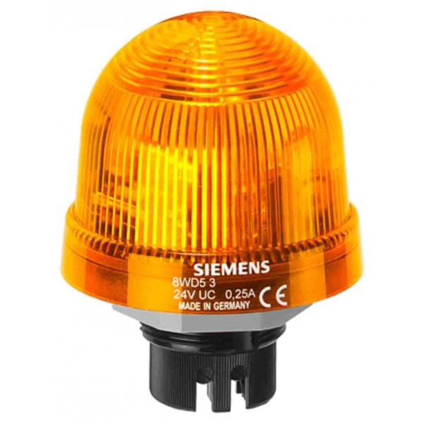 Siemens 8WD53205DD Yellow Rotating Beacon, 24 V ac/dc, Bayonet Mount, LED Bulb