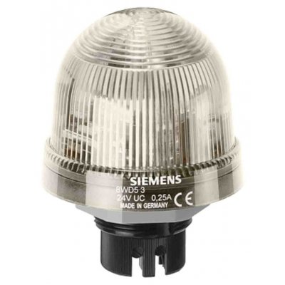 Siemens 8WD53205DE Siemens Clear LED Beacon, 24 V ac/dc, Rotating, Flush Mounting