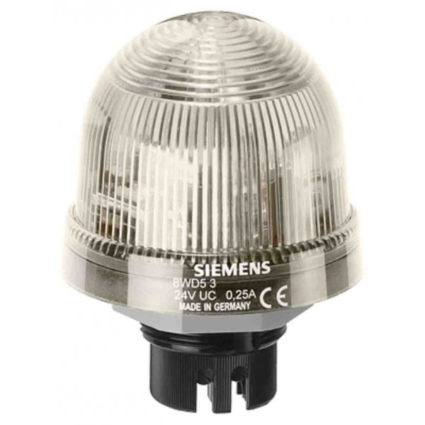 Siemens 8WD53205DE Clear Rotating Beacon, 24 V ac/dc, Bayonet Mount, LED Bulb