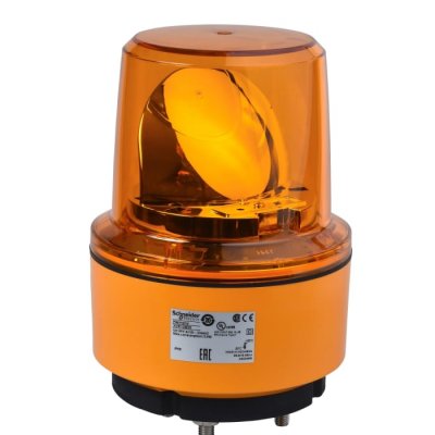 Schneider Electric XVR13B05 Amber Rotating Beacon, 24 V dc, Base Mount, LED Bulb