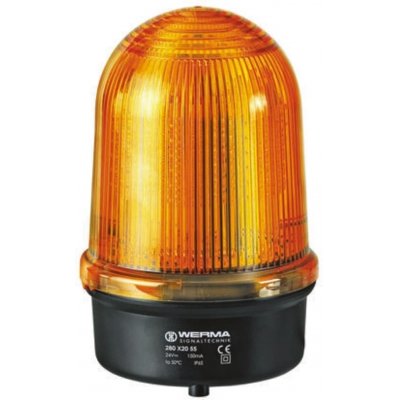 Werma 280.350.55 Werma BM 280 Yellow LED Beacon, 24 V dc, Blinking, Surface Mount