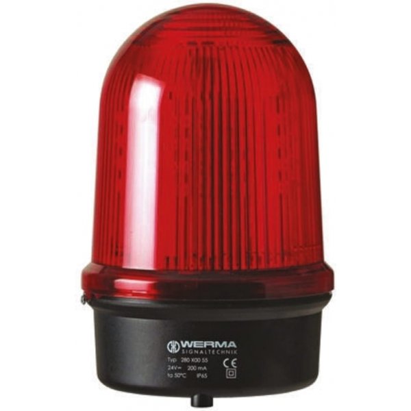 Werma 280.150.55 Series Red Flashing Beacon, 24 V dc, Surface Mount