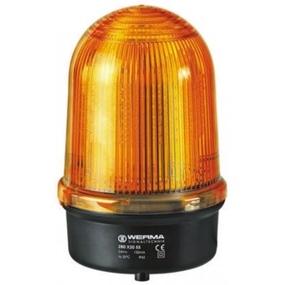 Werma 280.320.55 Werma BM 280 Yellow LED Beacon, 24 V dc, Rotating, Surface Mount