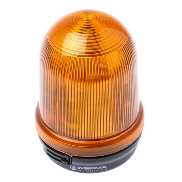 Werma 828.300.55 Series Yellow Flashing Beacon, 24 V dc, Surface Mount, Xenon Bulb