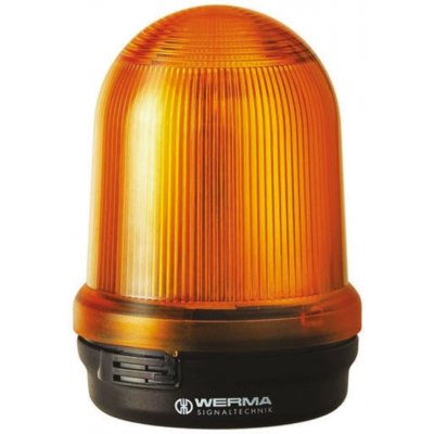 Werma 828.300.54 Series Yellow Flashing Beacon, 12 V dc, Surface Mount, Xenon Bulb