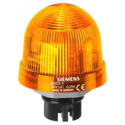 Siemens 8WD53205AD Siemens Yellow LED Beacon, 24 V ac/dc, Continuous, Steady, Flush Mounting