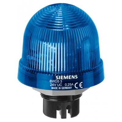 Siemens 8WD53205AF Blue Steady Beacon, 24 V ac/dc, Bayonet Mount, LED Bulb