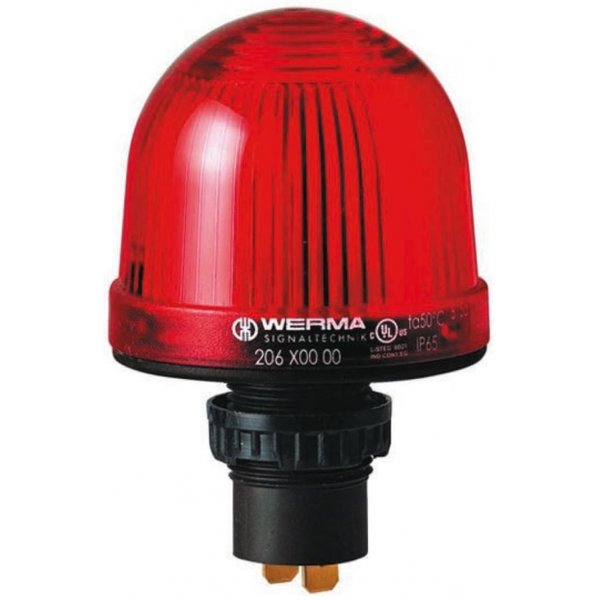 Werma 208.100.55 Series Red Flashing Beacon, 24 V dc, Panel Mount, Xenon Bulb