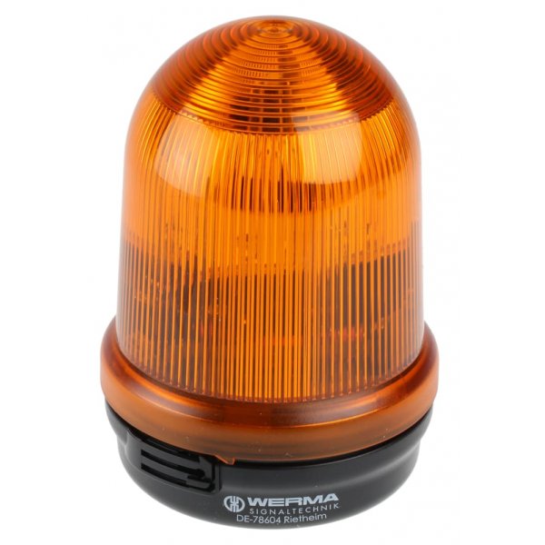 Werma 828.300.68 Series Yellow Flashing Beacon, 230 V ac, Surface Mount, Xenon Bulb