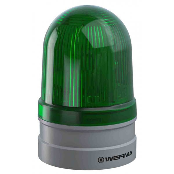 Werma 261.210.70 EvoSIGNAL Midi Series Green Multiple Effect Beacon, 12 V, 24 V, Base Mount