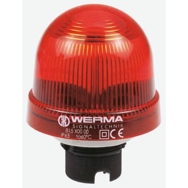 Werma 817.100.68 Series Red Flashing Beacon, 230 V ac, Panel Mount, Xenon Bulb