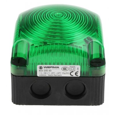 Werma 853.200.60 Green LED Beacon, 115 → 230 V ac, Steady, Surface Mount, Wall Mount