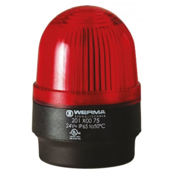 Werma 205.100.68 Series Red Flashing Beacon, 230 V ac, Wall Mount, Xenon Bulb