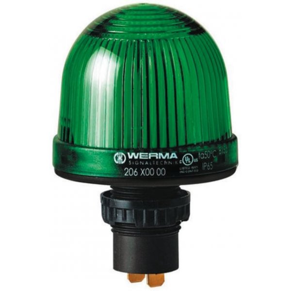 Werma 207.200.68 Series Green Steady Beacon, 230 V ac, Panel Mount, LED Bulb