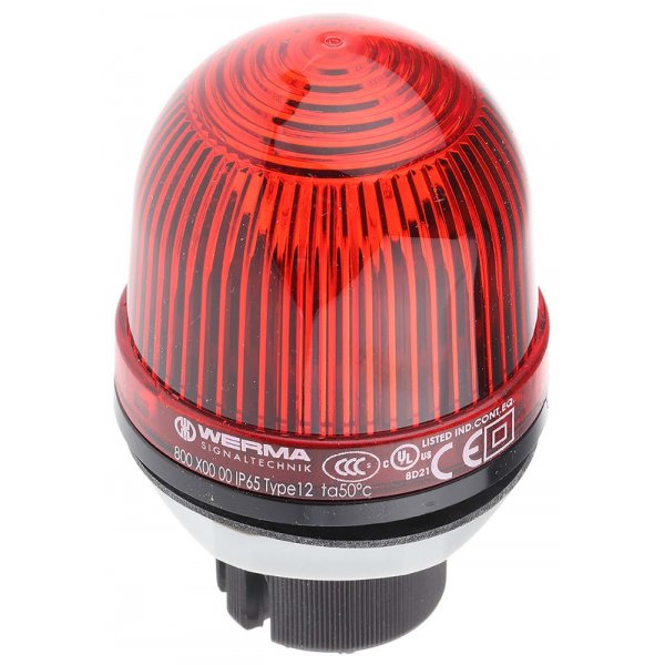 Werma 800.100.00 Series Red Steady Beacon, 12 → 240 V ac/dc, Panel Mount, Incandescent Bulb