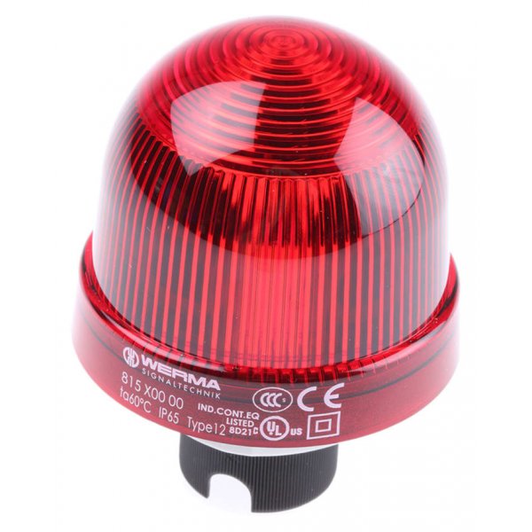 Werma 815.100.00 Series Red Steady Beacon, 12 → 240 V ac/dc, Panel Mount, Incandescent Bulb
