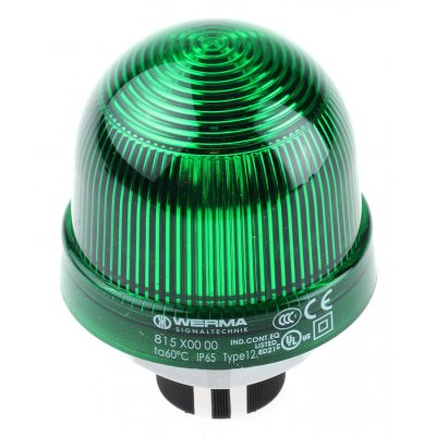 Werma 815.200.00 Series Green Steady Beacon, 12 → 240 V ac/dc, Panel Mount, Incandescent Bulb